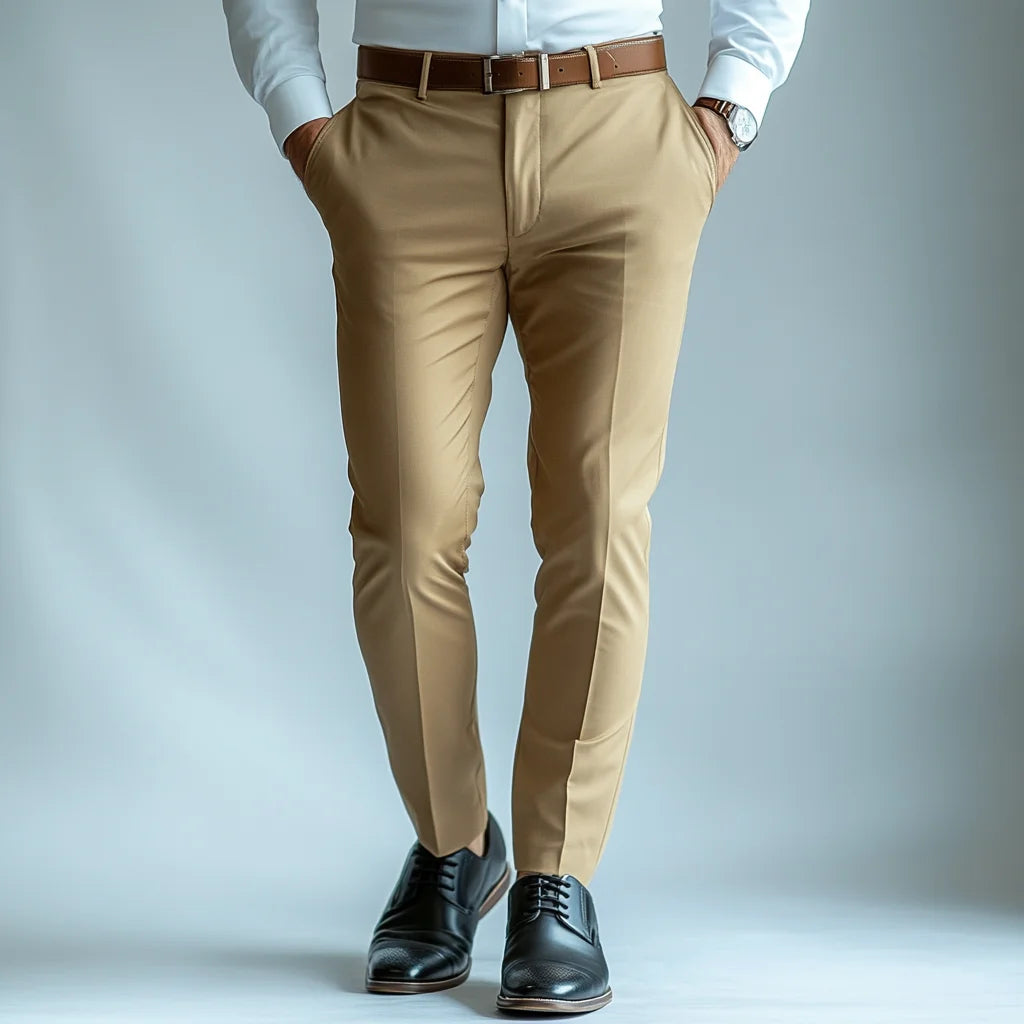 Men's Custom Classy Khaki Formal Trousers - Tailored for Weddings & Elegant Occasions