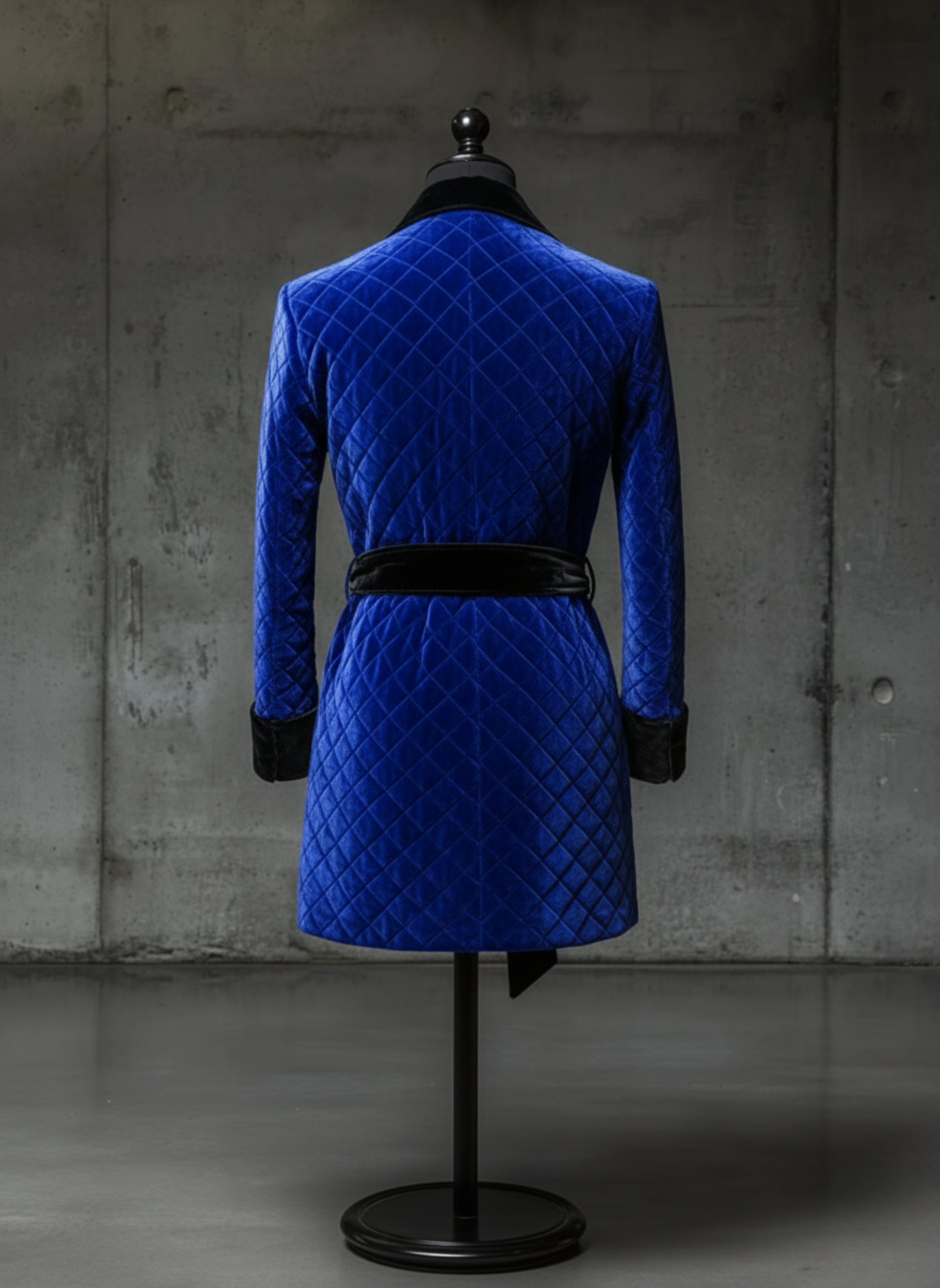 Velsoir Royal Blue Velvet Smoking Robe For Men