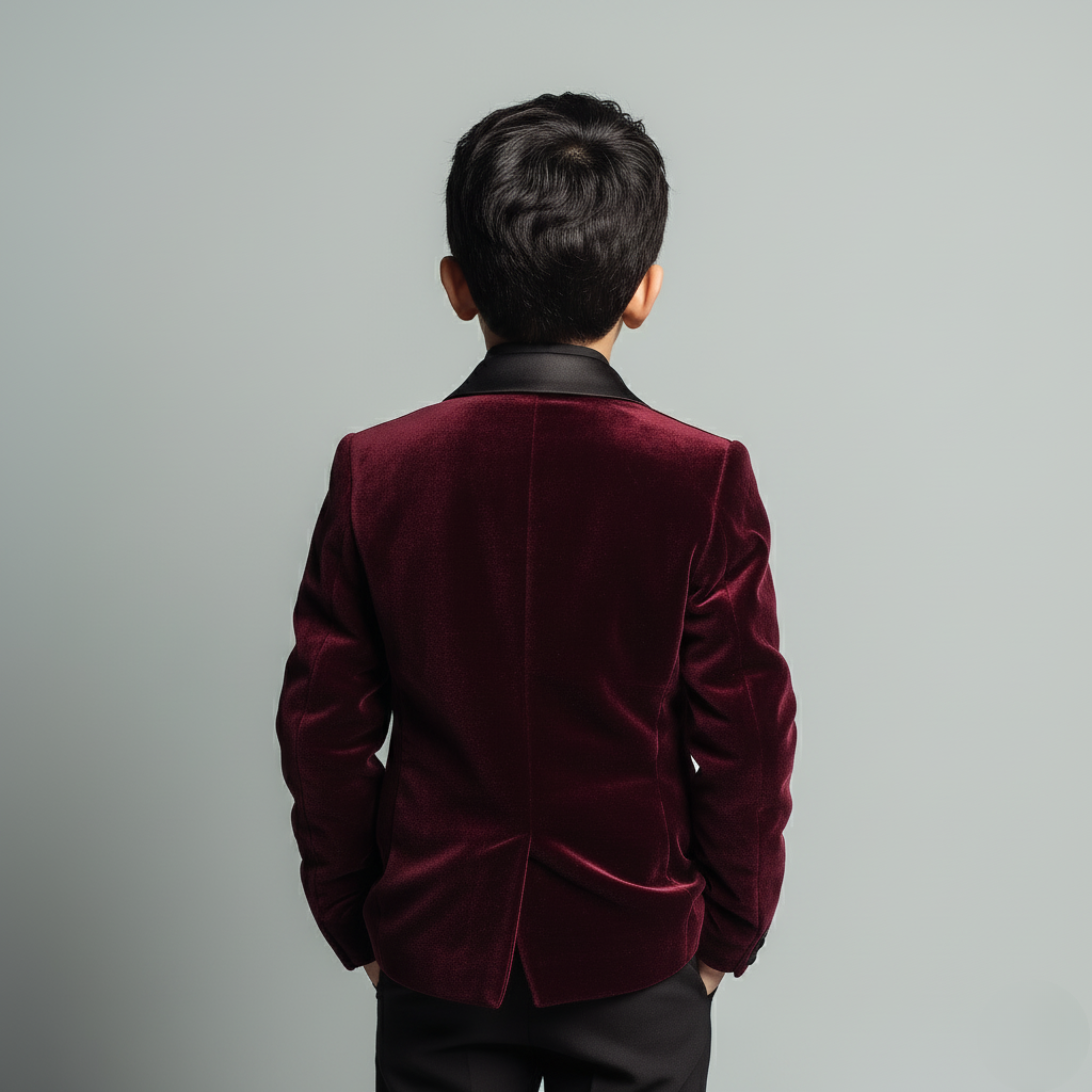 Velsoir Deep Wine Velvet Tuxedo Suit For Kids