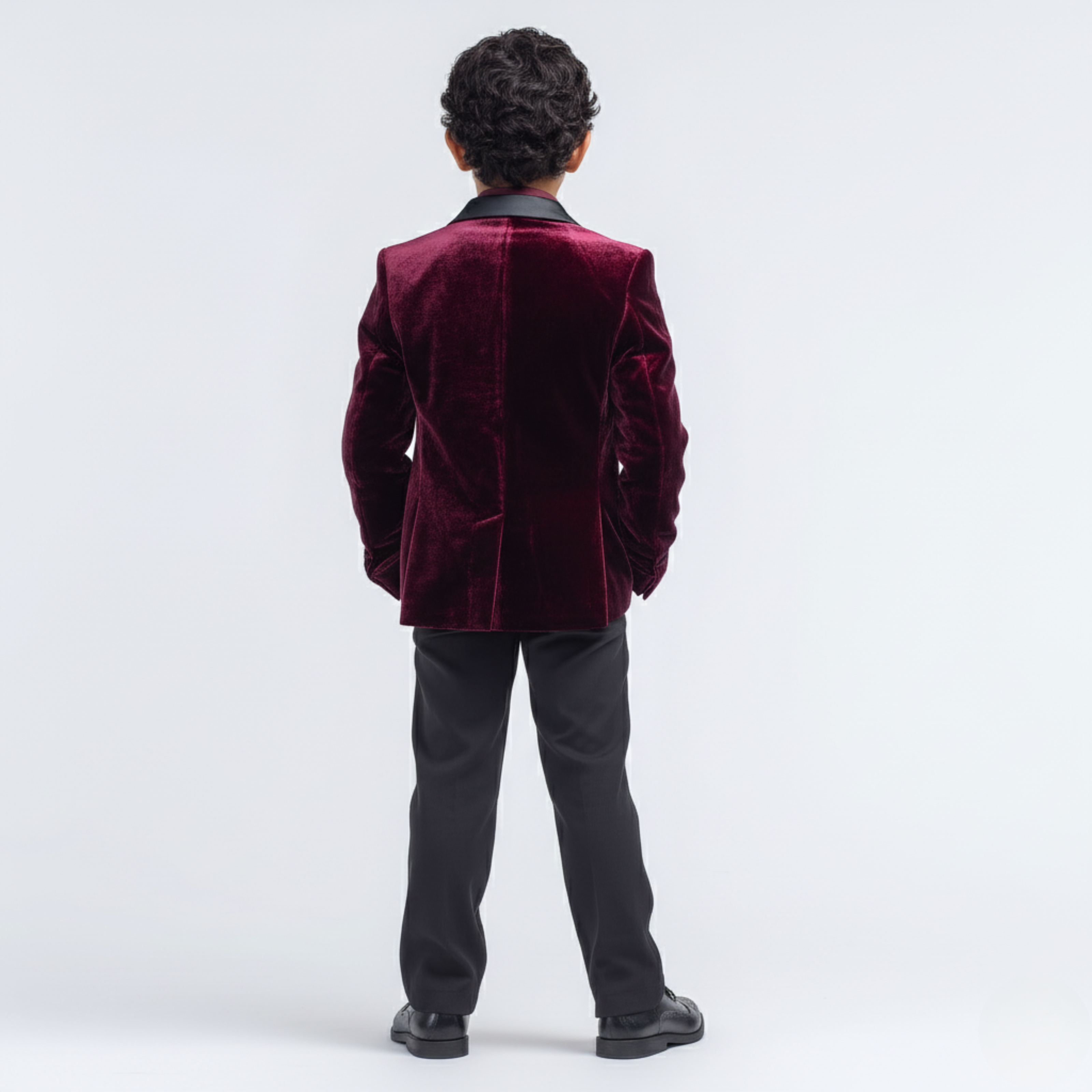 Velsoir Rich Deep Wine Velvet Tuxedo Suit For Kids