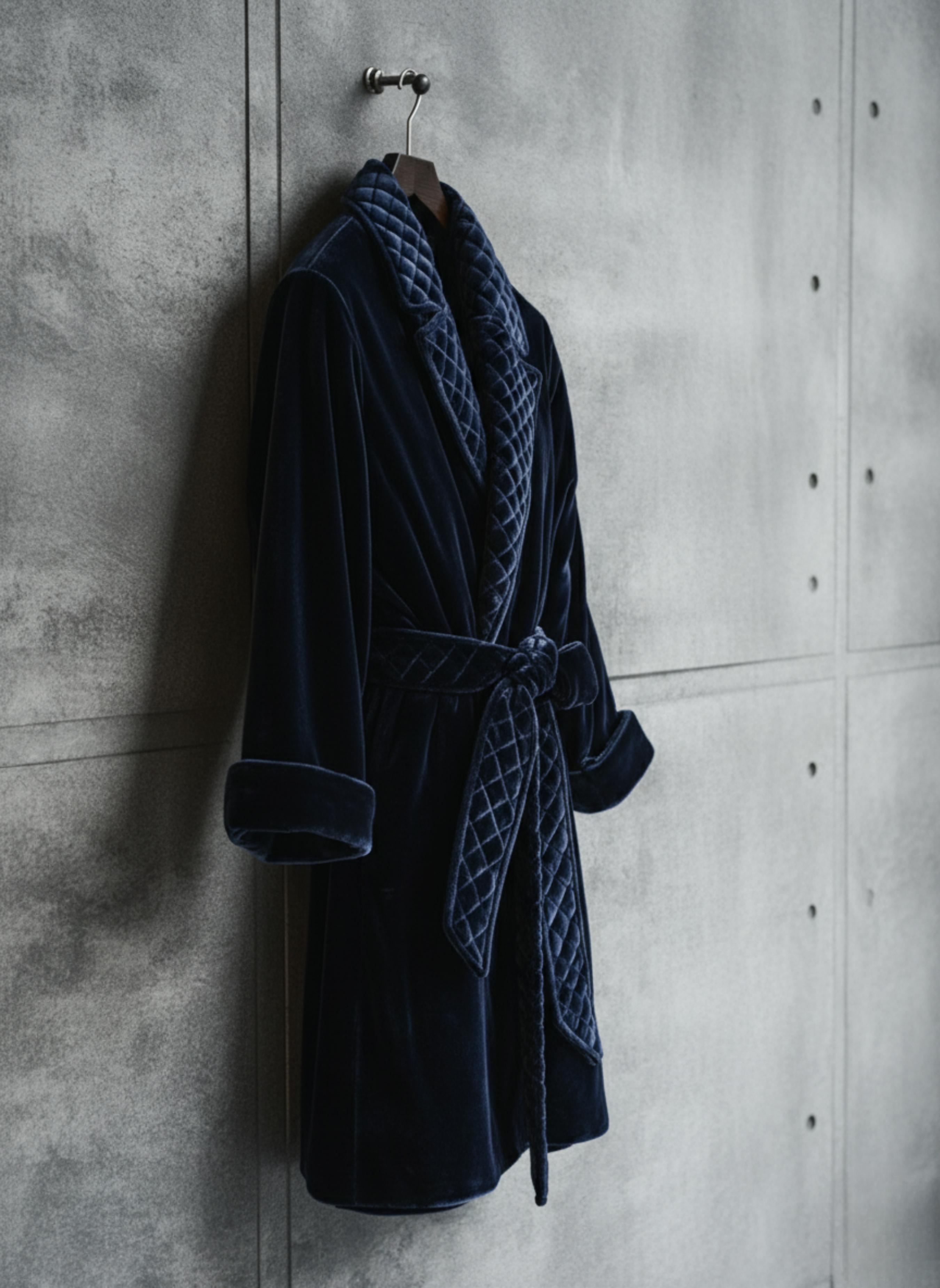 Velsoir Deep Navy Blue Smoking Robe For Men