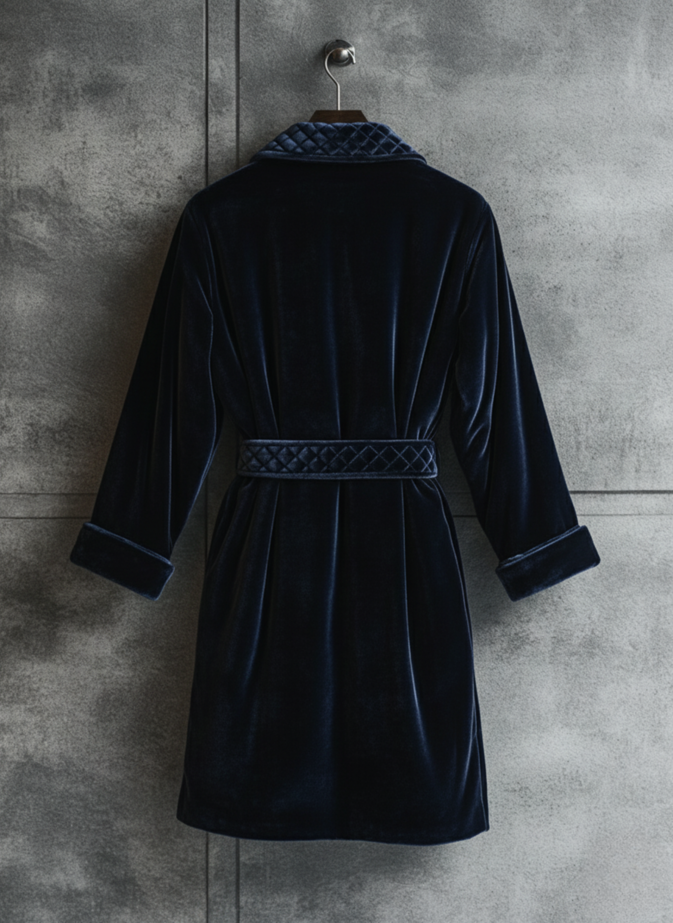 Velsoir Deep Navy Blue Smoking Robe For Men