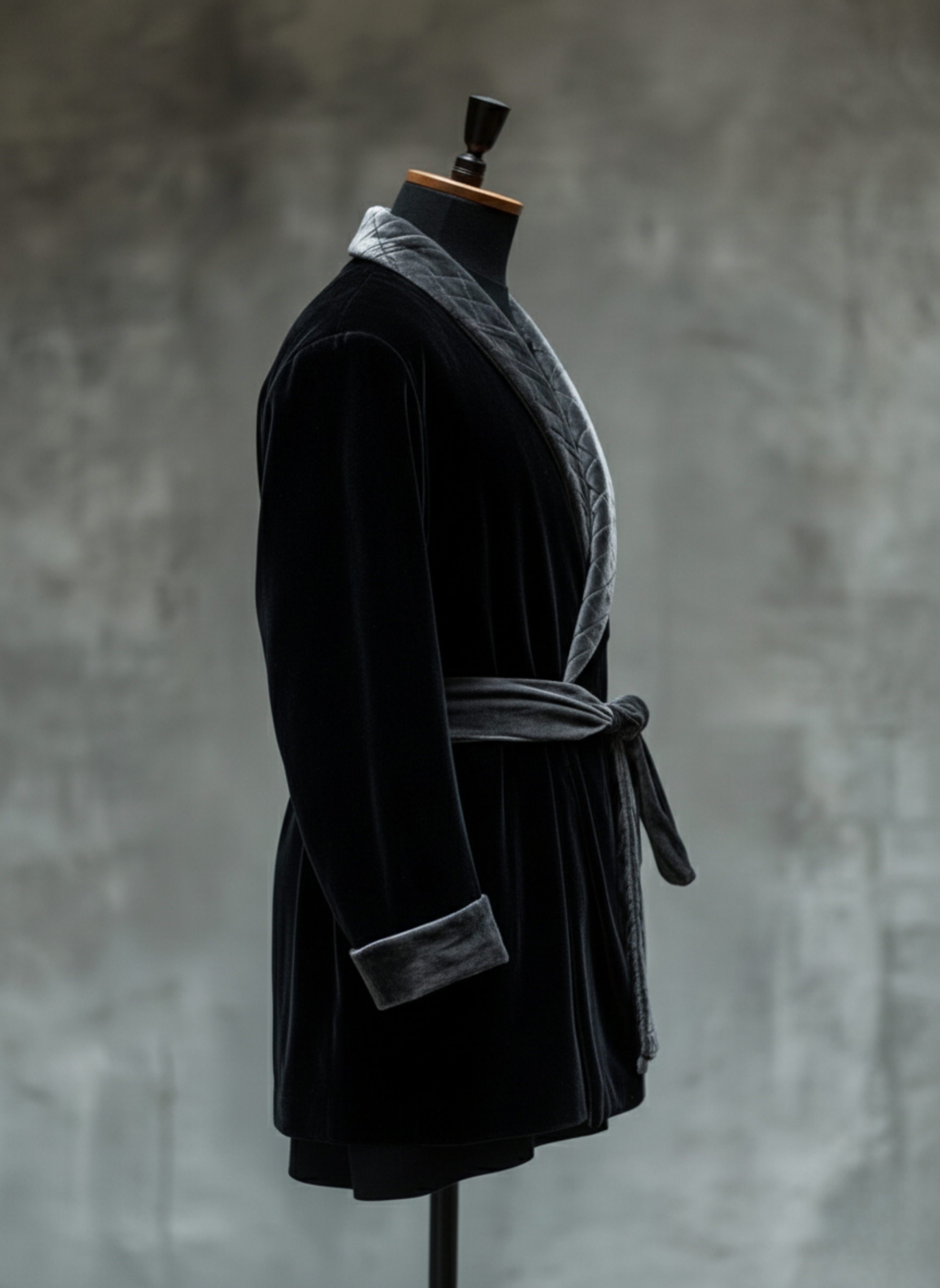 Velsoir Black Velvet Smoking Robe For Men