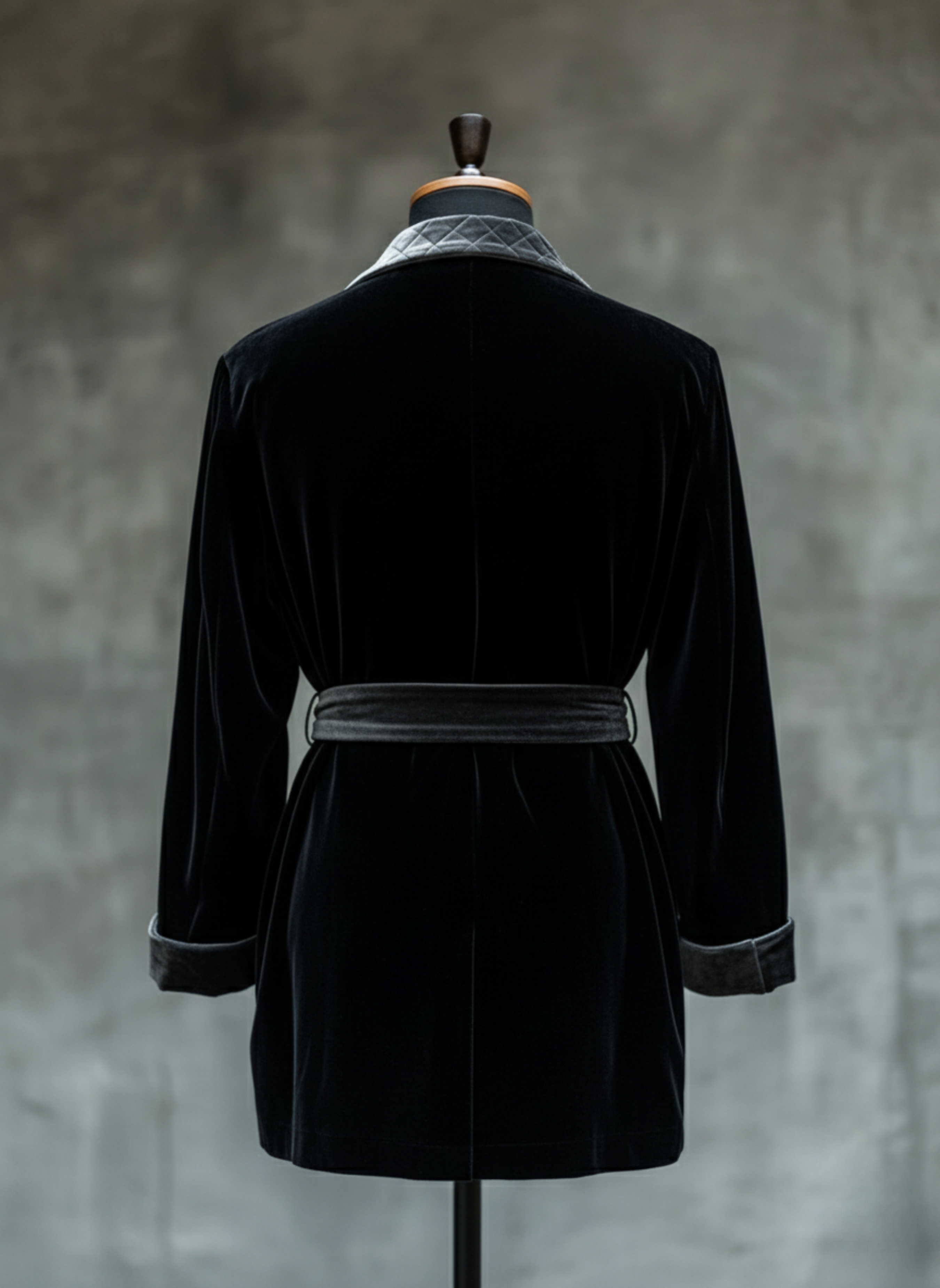 Velsoir Black Velvet Smoking Robe For Men