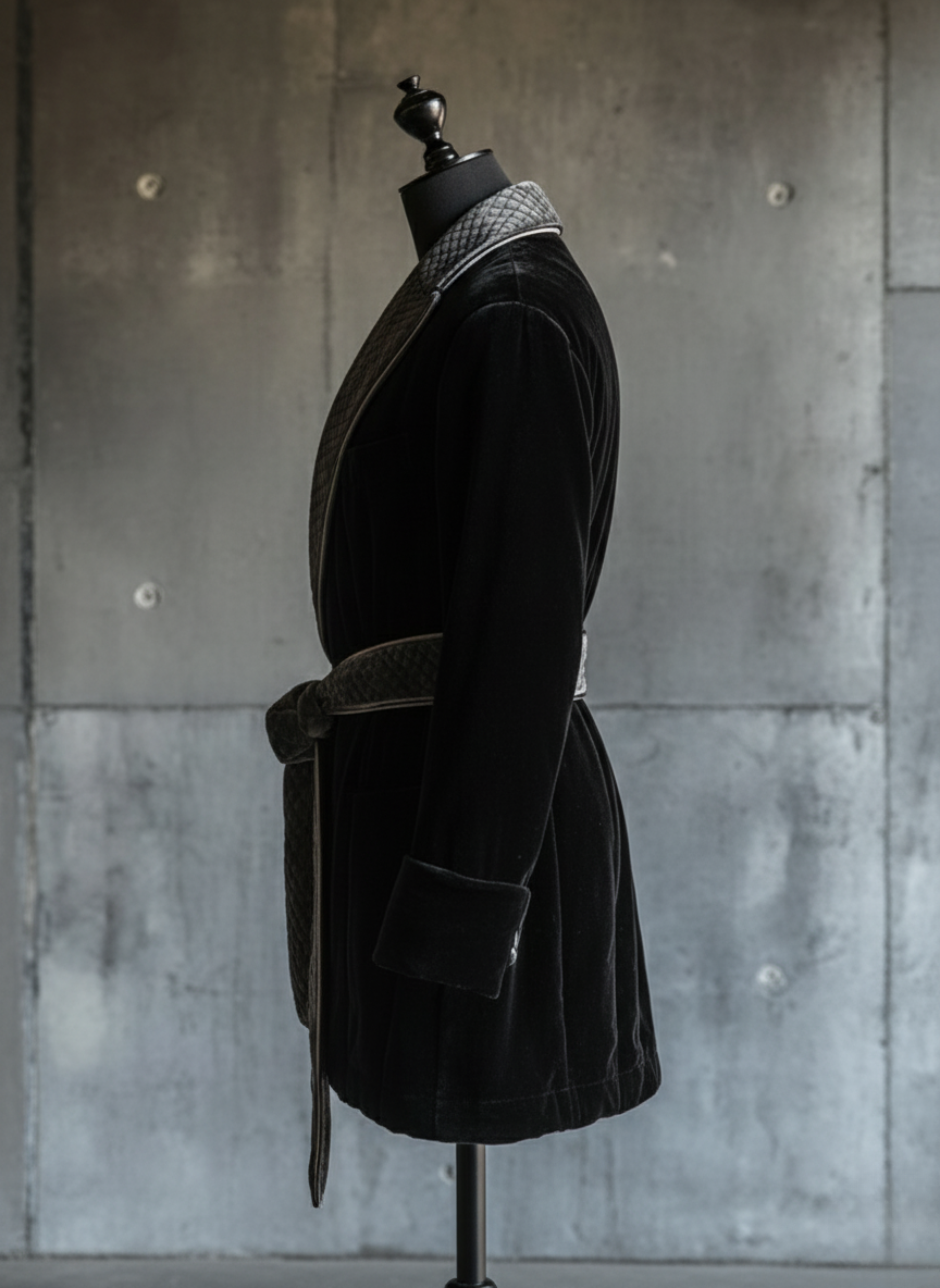 Velsoir Premium Black Velvet Smoking Robe For Men