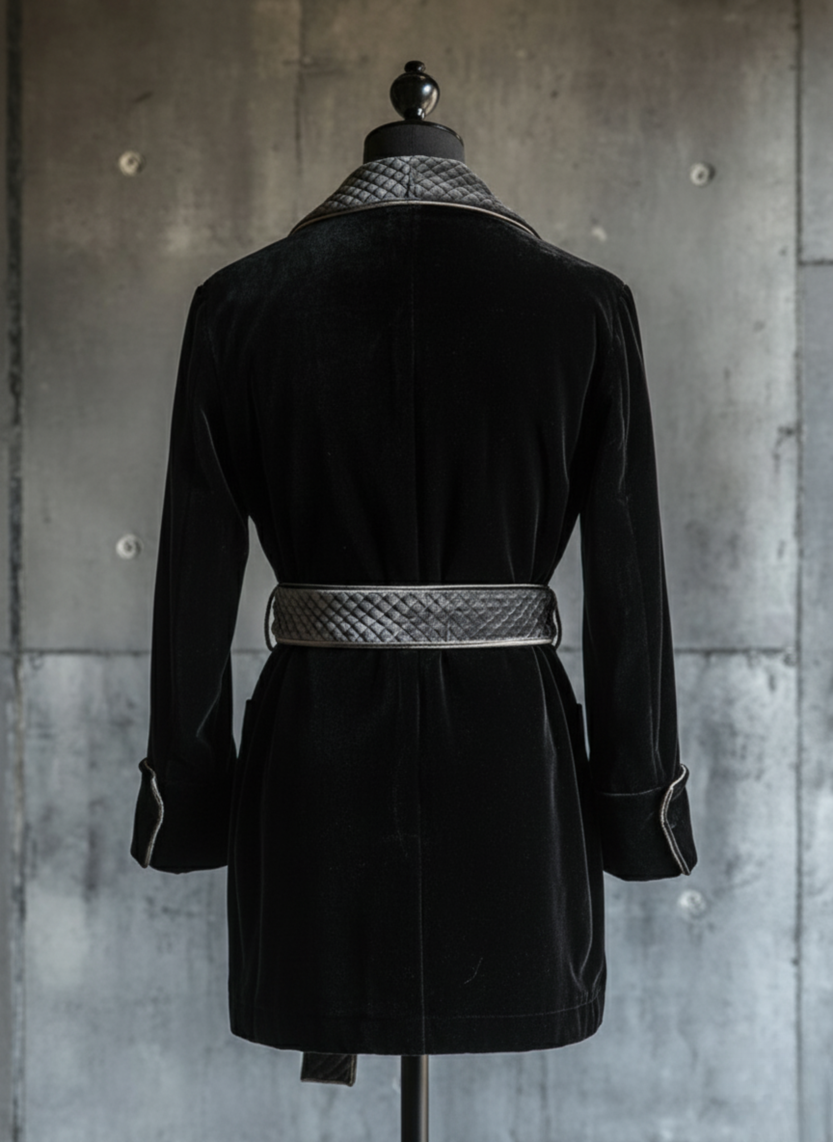 Velsoir Premium Black Velvet Smoking Robe For Men