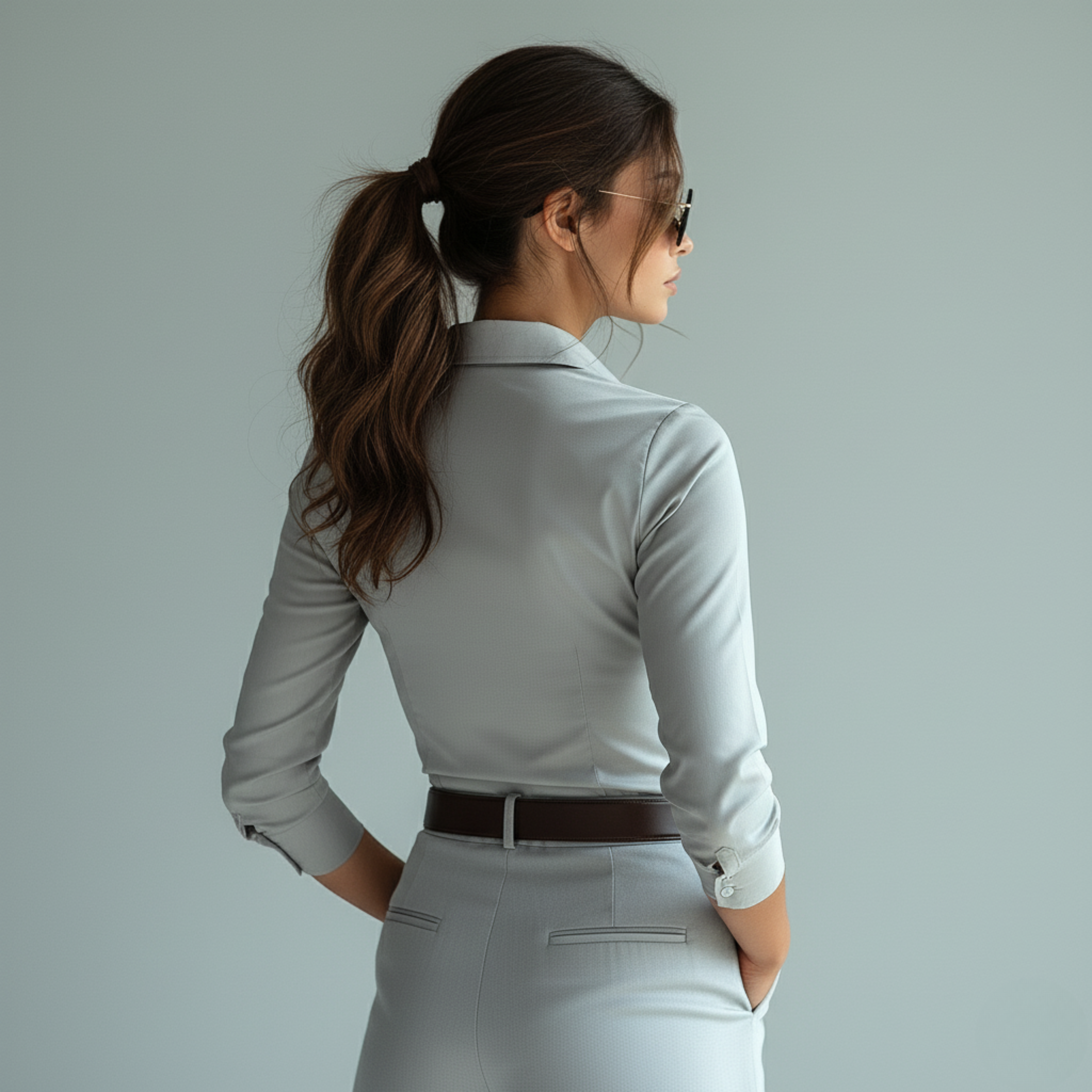 Velsoir Silver Gray Formal Shirt For Women