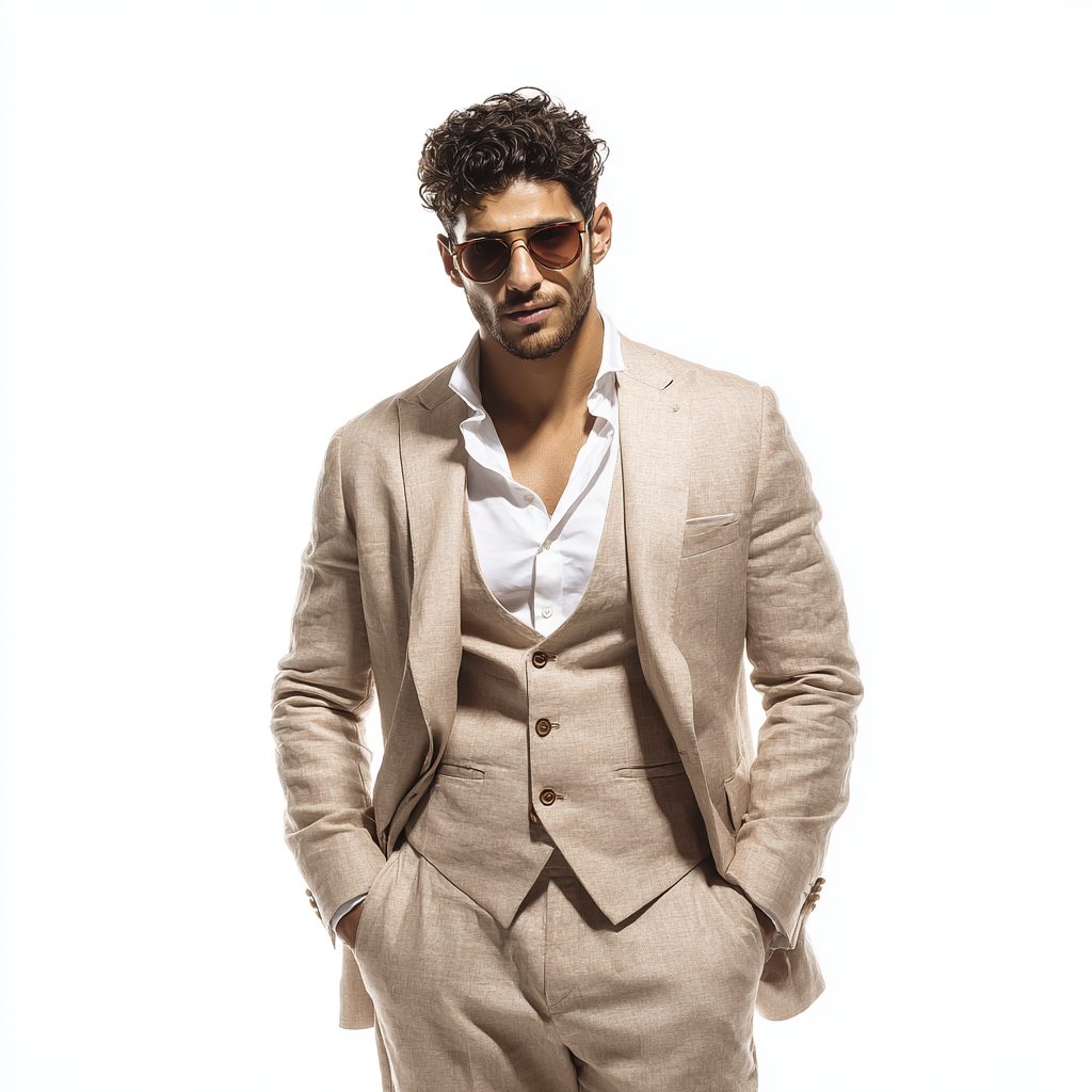 Velsoir Camel Beige 3-Piece Suit Men