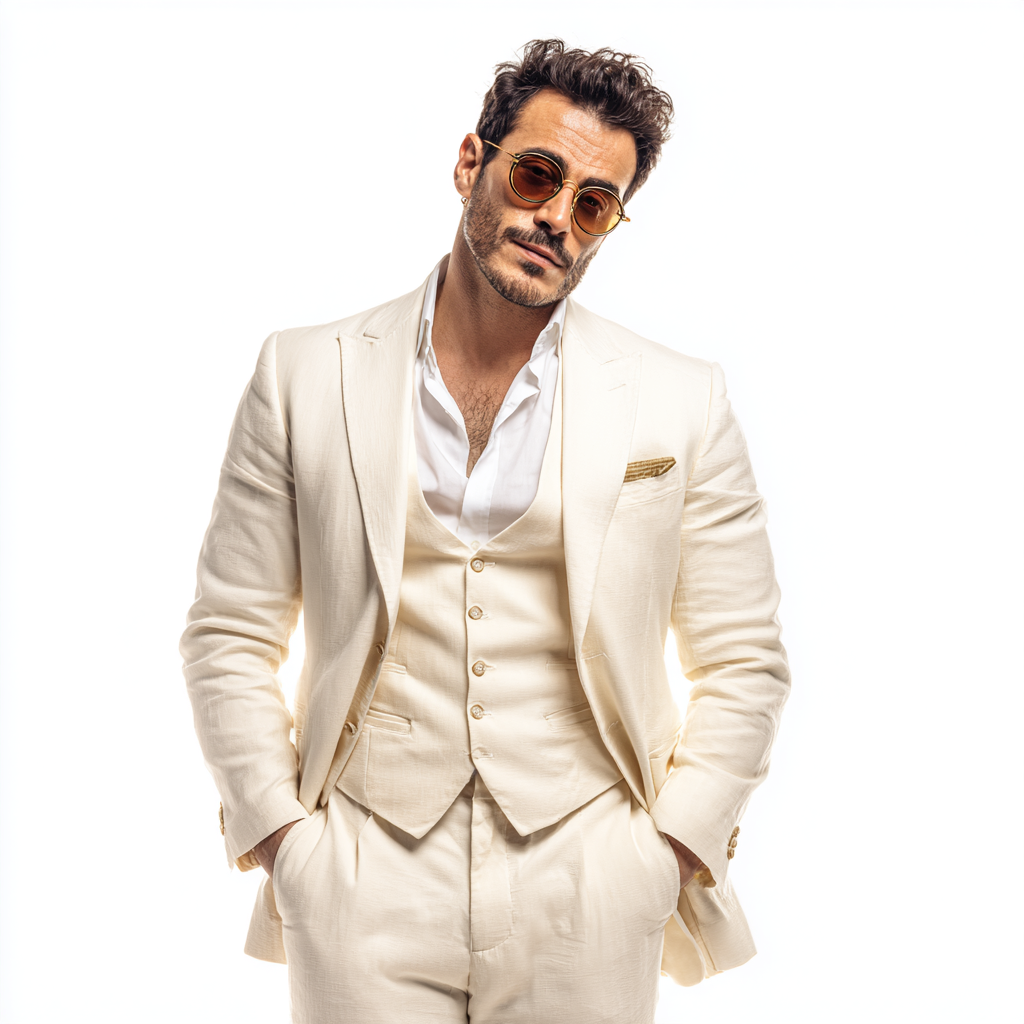 Velsoir Ivory 3-Piece Suit Men