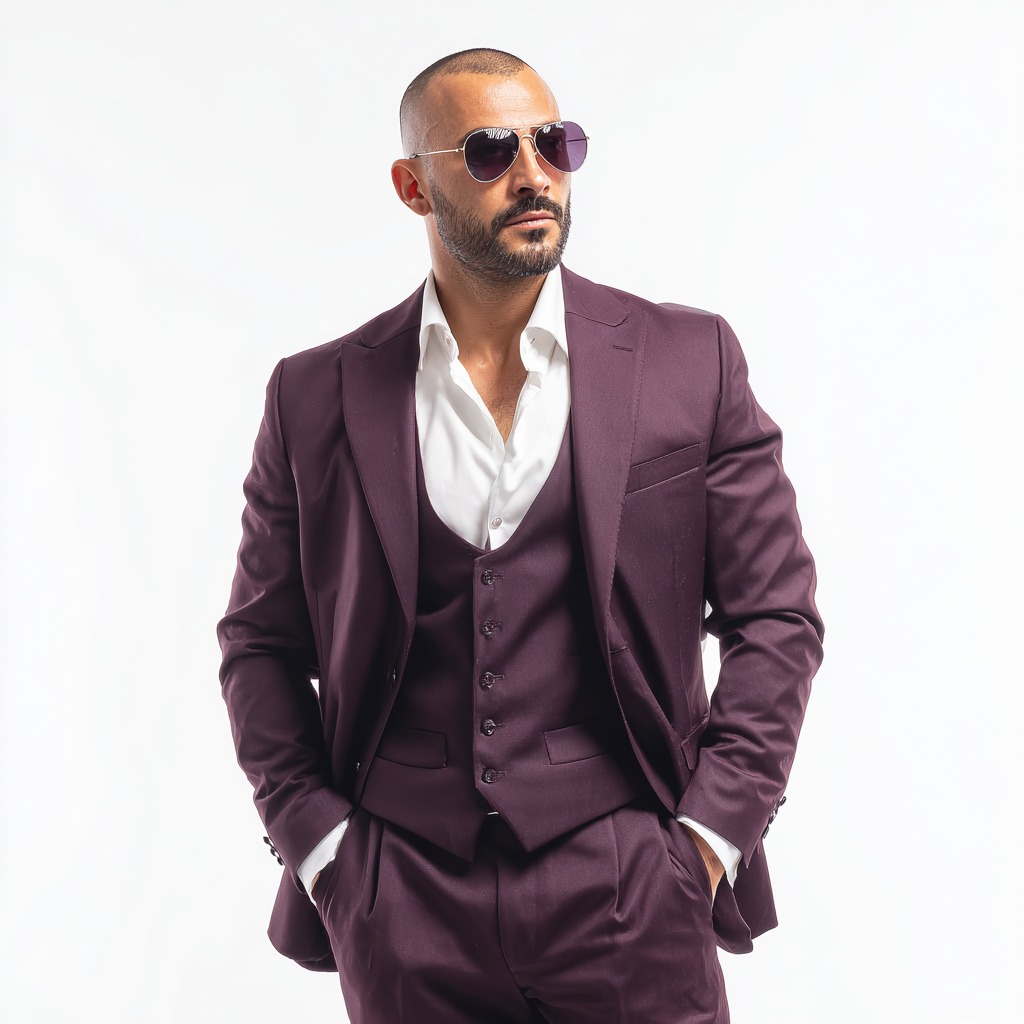 Velsoir Wine 3-Piece Suit Men