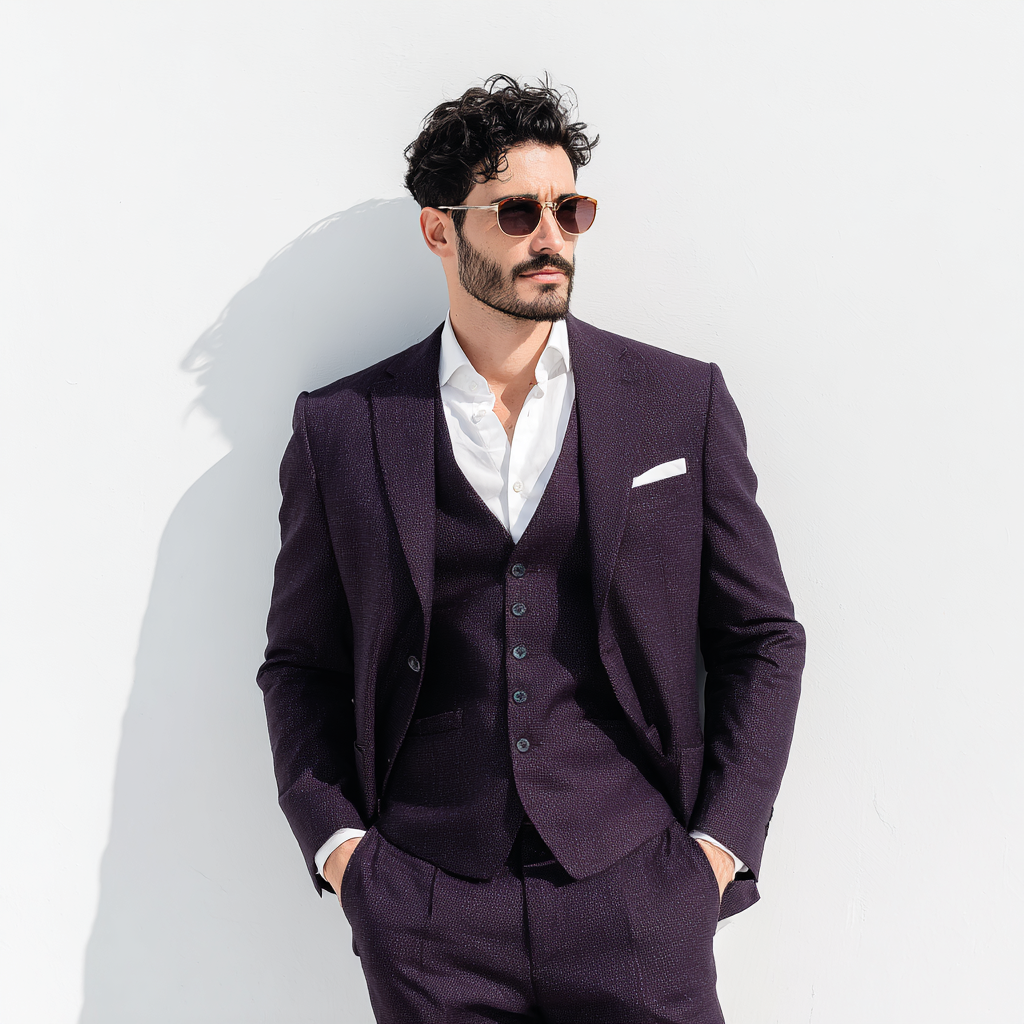 Velsoir Dark Purple 3-Piece Suit Men