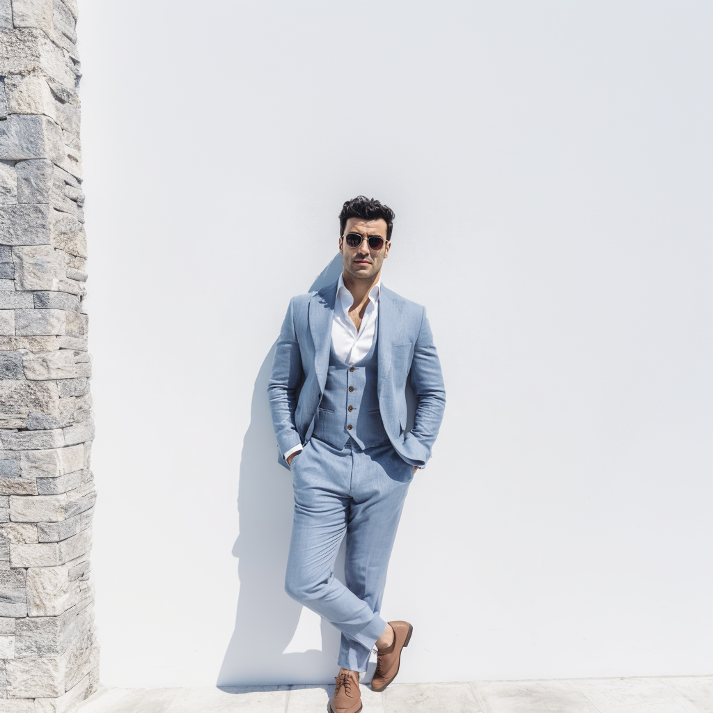 Velsoir Dusty Blue 3-Piece Suit Men