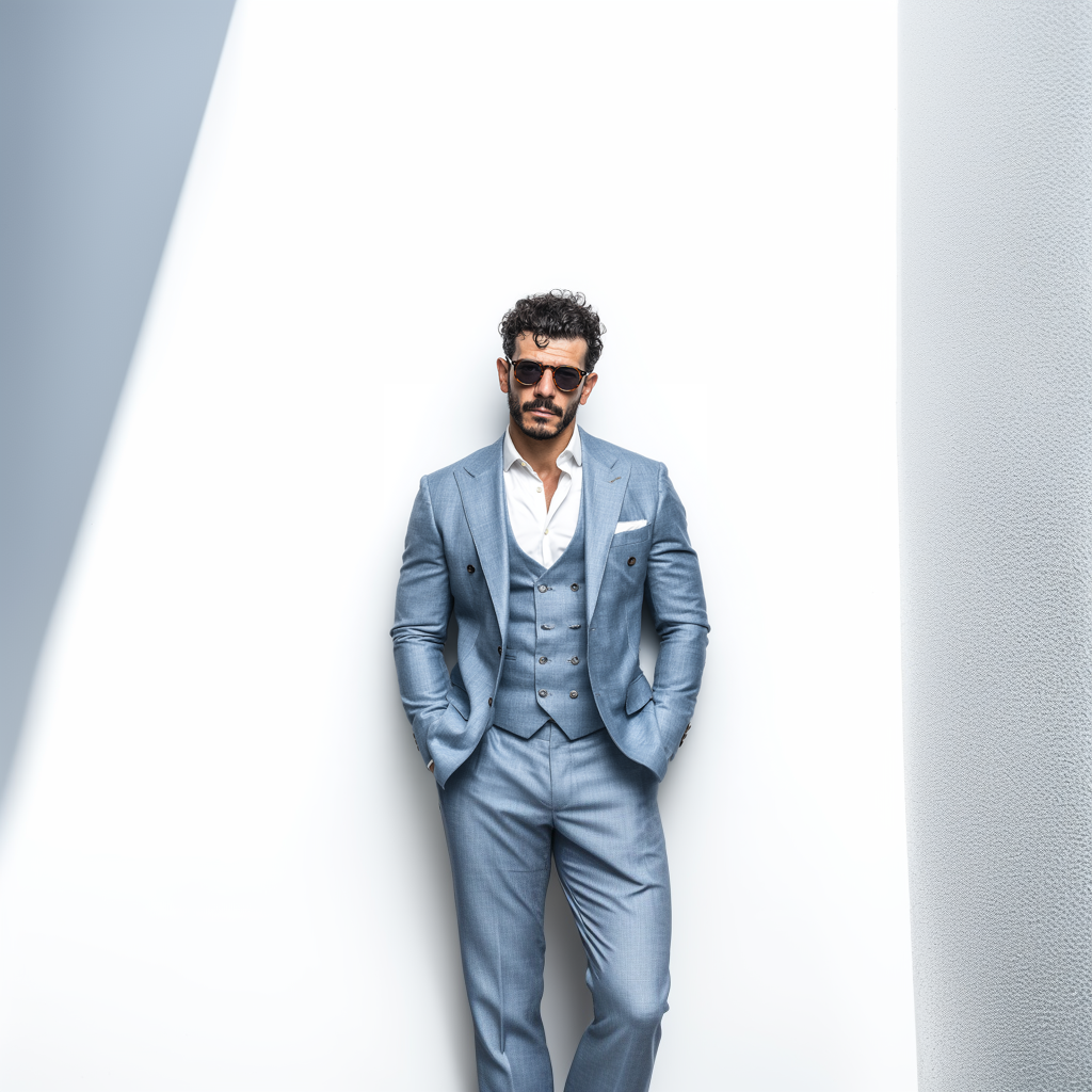 Velsoir Steel Dusty Blue 3-Piece Suit Men