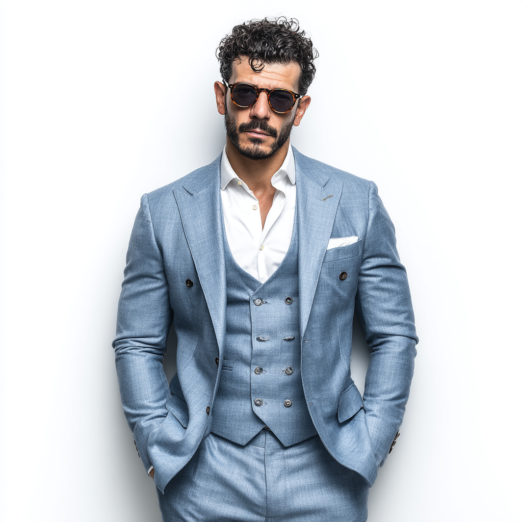 Velsoir Steel Dusty Blue 3-Piece Suit Men