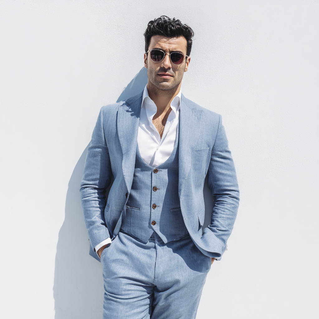 Velsoir Dusty Blue 3-Piece Suit Men