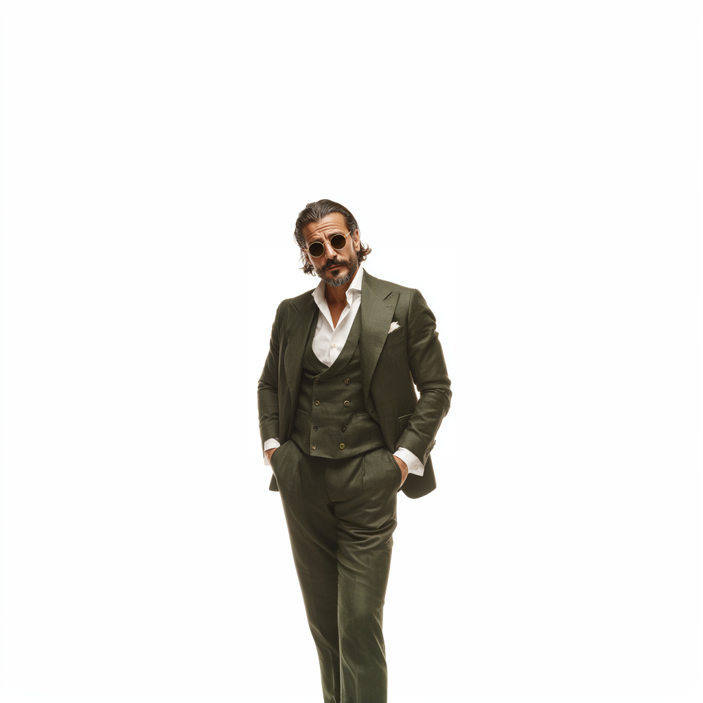 Velsoir Army Green 3-Piece Suit Men