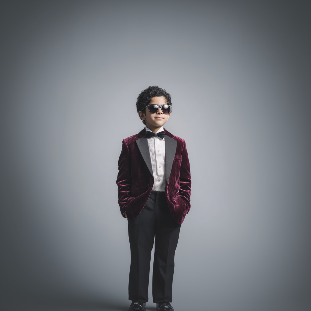 Velsoir Burgundy Velvet Tuxedo Suit For Kids