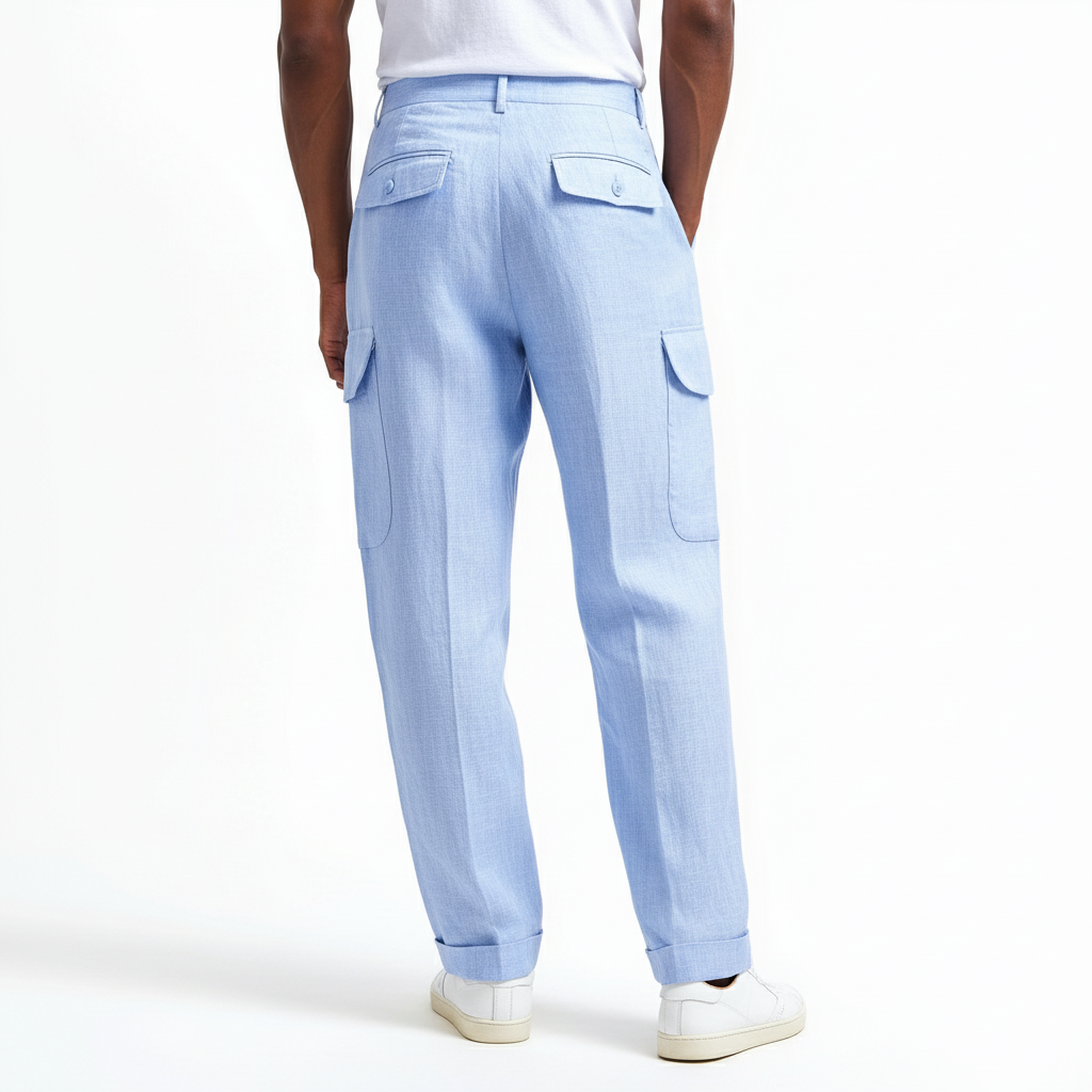 Velsoir Sky Blue Linen Trousers Men