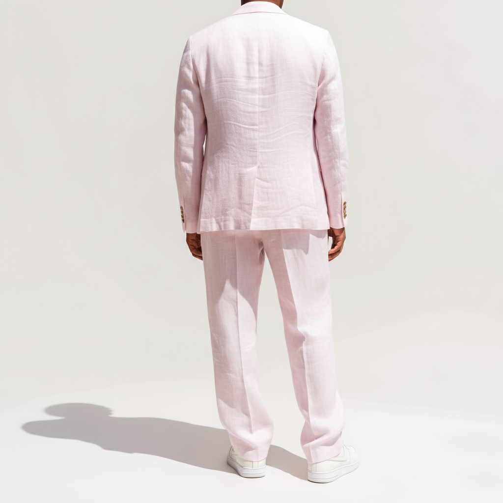The Signature Light Pink Linen Trousers Men