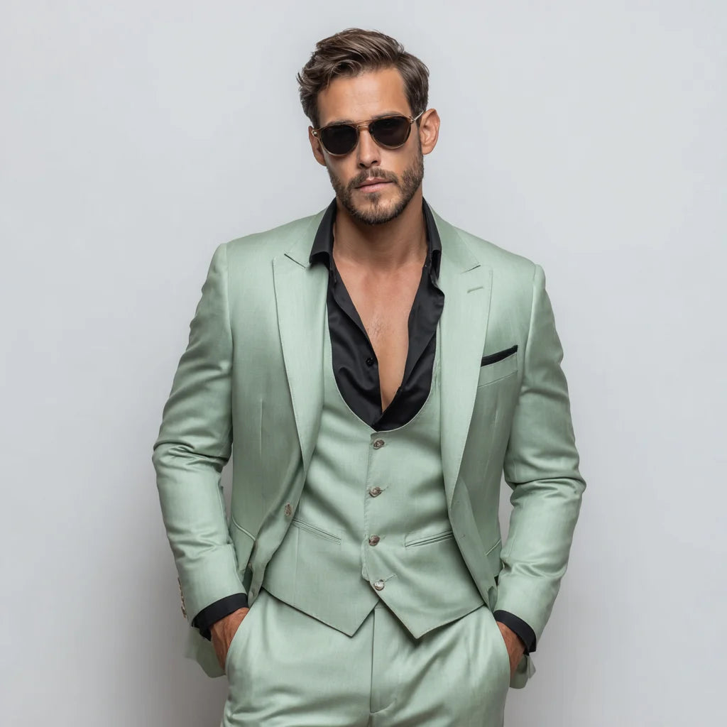 Gentleman’s Creed Mint Green 3-Piece Suit For Men