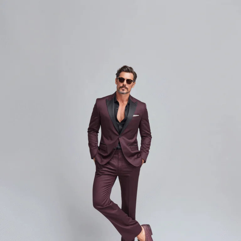 Urban Maestro Deep Wine 2-Piece Tuxedo Suit For Men