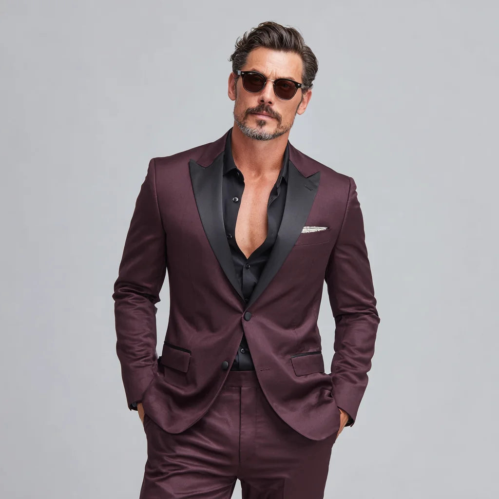 Urban Maestro Deep Wine 2-Piece Tuxedo Suit For Men