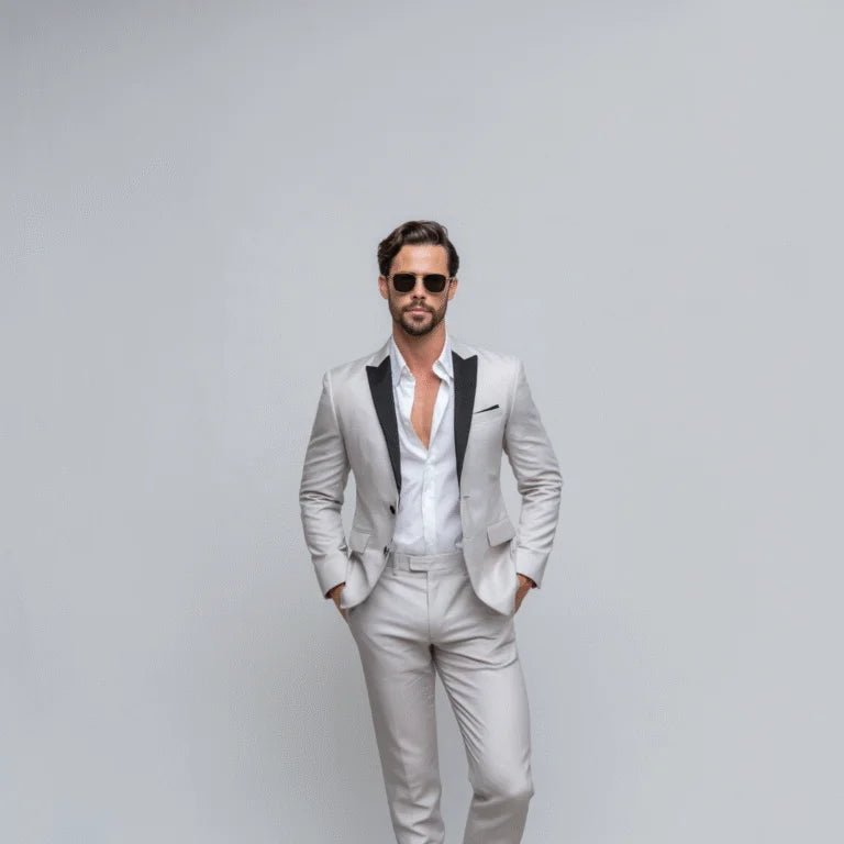 Savile Row Spirit Pearl Grey 2-Piece Tuxedo Suit For Men
