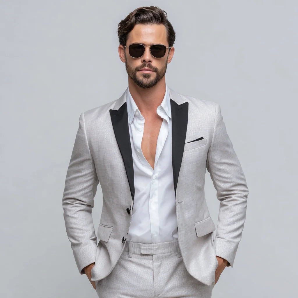 Savile Row Spirit Pearl Grey 2-Piece Tuxedo Suit For Men