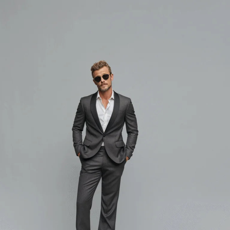 Dapper Dominion Midnight Charcoal 2-Piece Tuxedo Suit For Men