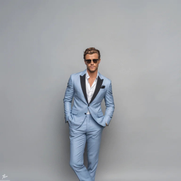 Tailored Whisper Icy Blue 2-Piece Tuxedo Suit For Men