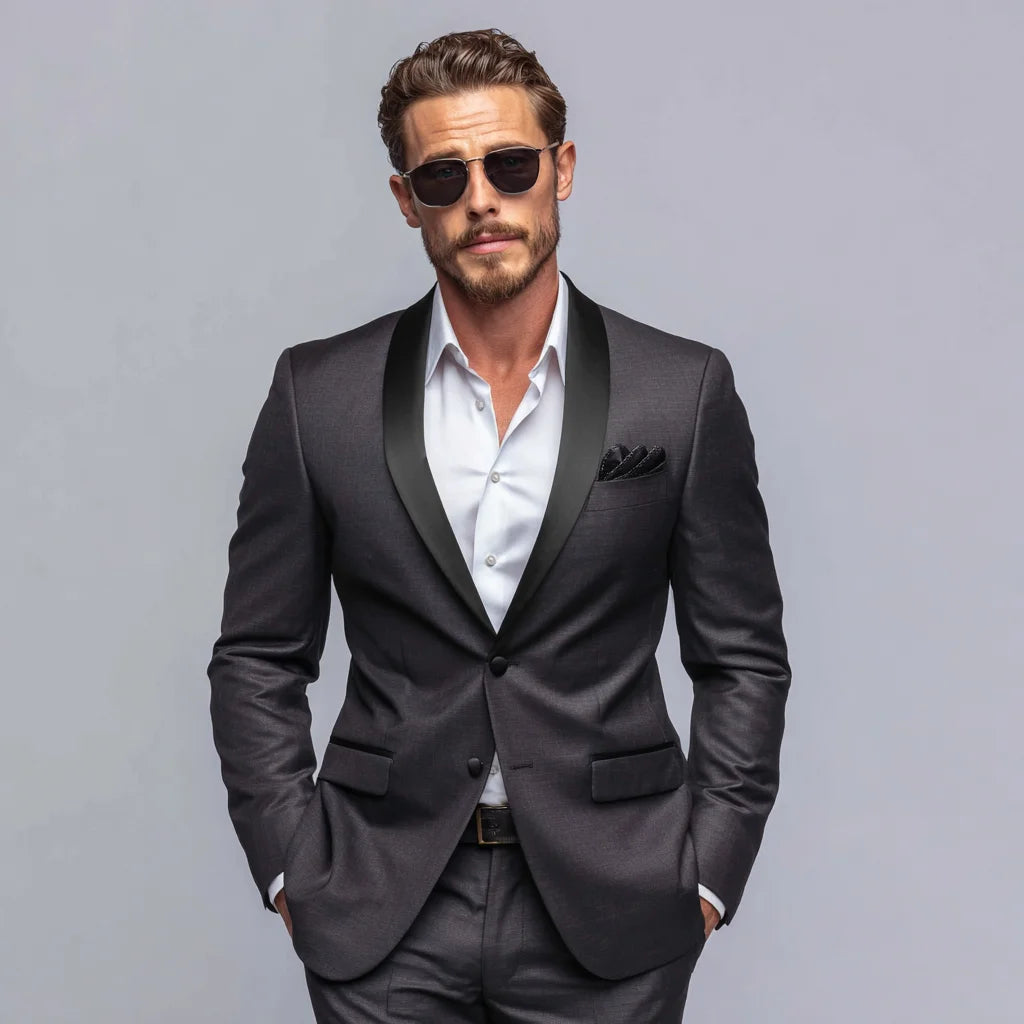 Dapper Dominion Midnight Charcoal 2-Piece Tuxedo Suit For Men