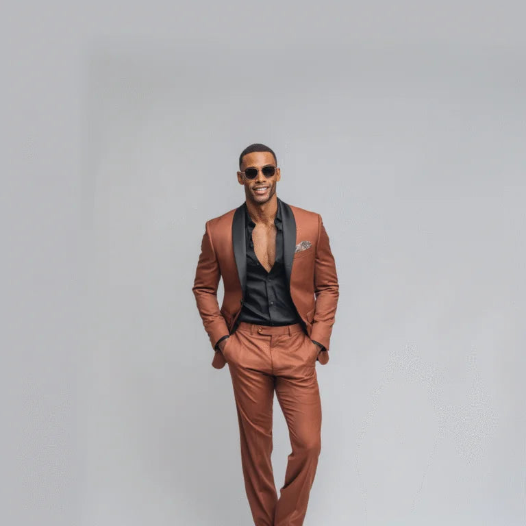 Continental Charm Terracotta 2-Piece Tuxedo Suit For Men