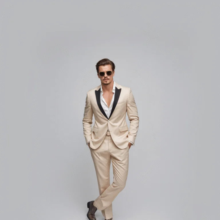 Urban Maestro Sandstone Beige 2-Piece Tuxedo Suit For Men