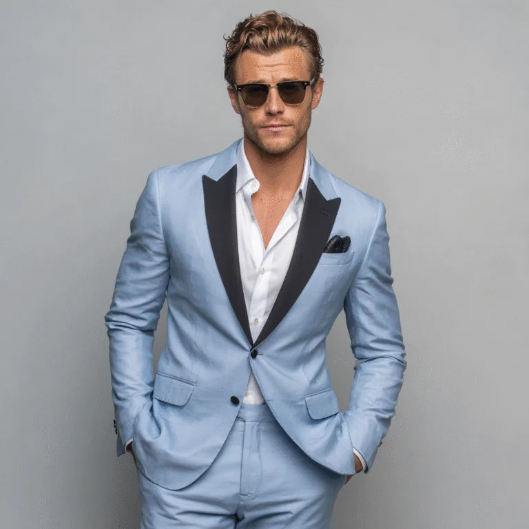 Tailored Whisper Icy Blue 2-Piece Tuxedo Suit For Men