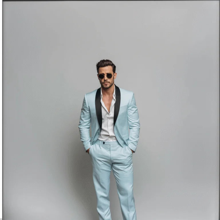 Sartorial Legacy Ice Blue 2-Piece Tuxedo Suit For Men
