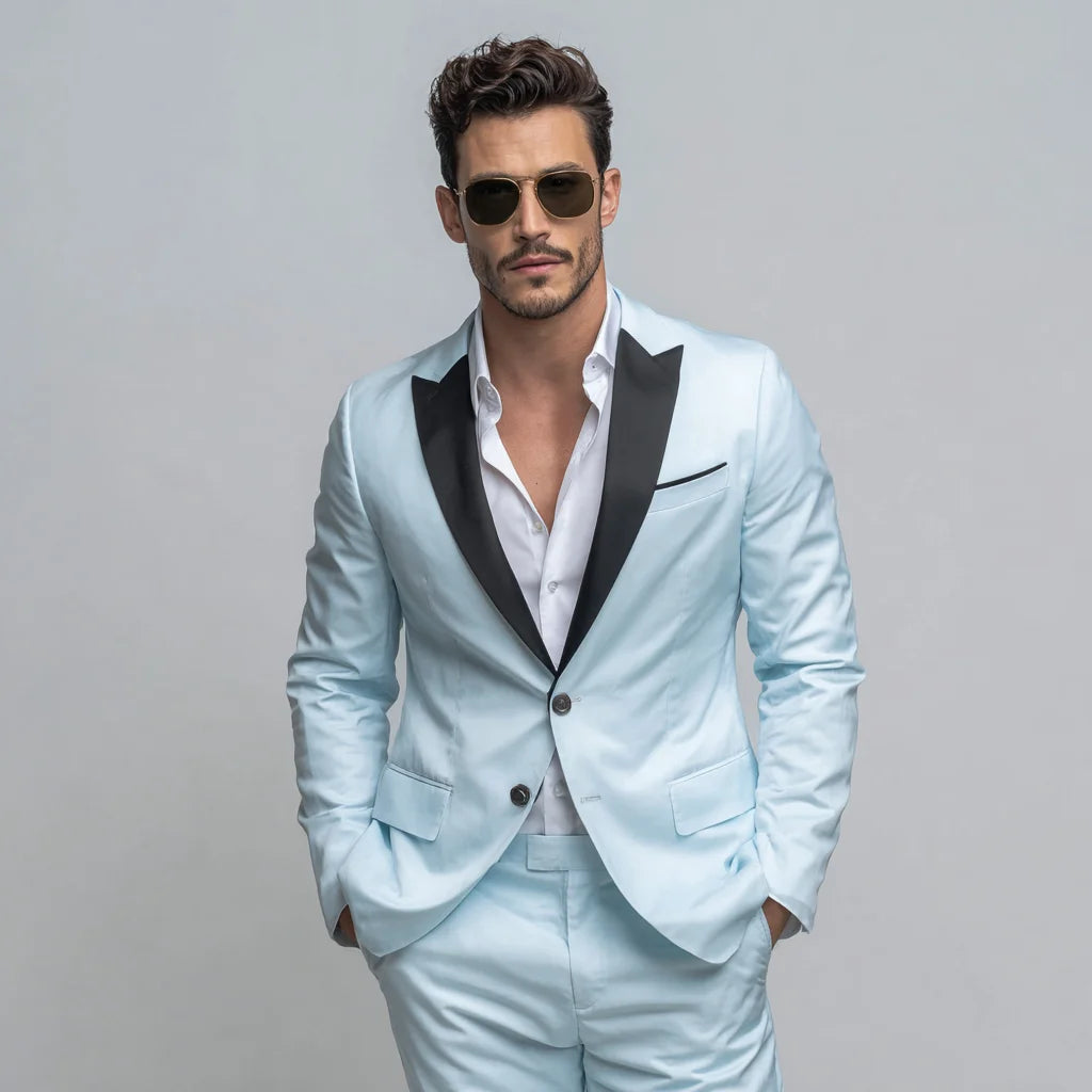 Sartorial Legacy Ice Blue 2-Piece Tuxedo Suit For Men