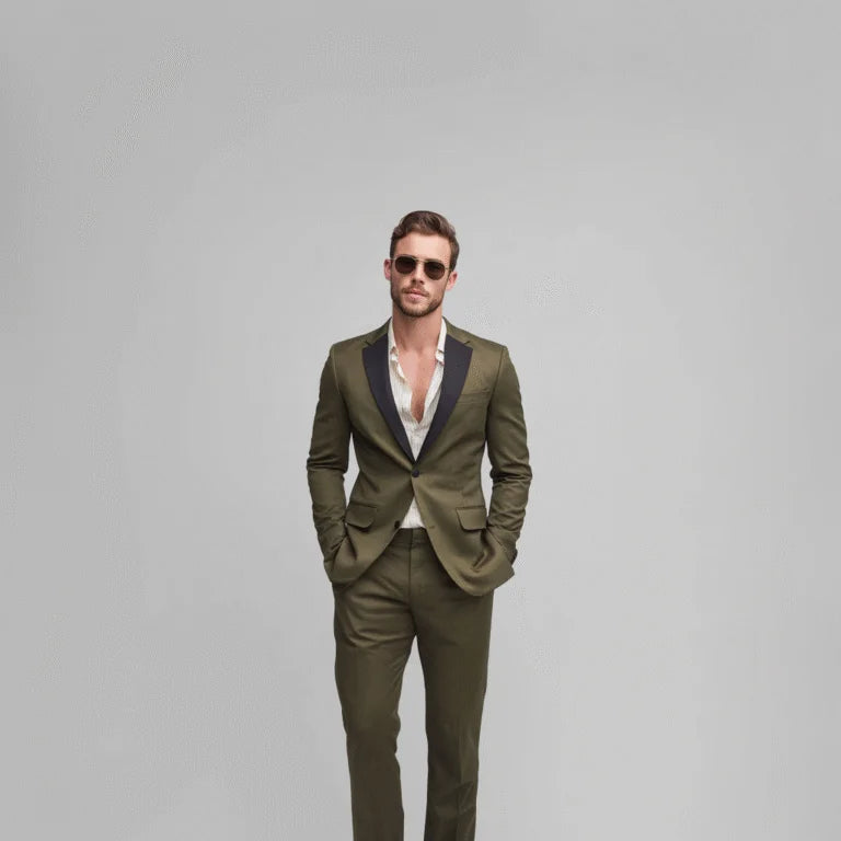 The Arctic Gent Deep Olive 2-Piece Tuxedo Suit For Men