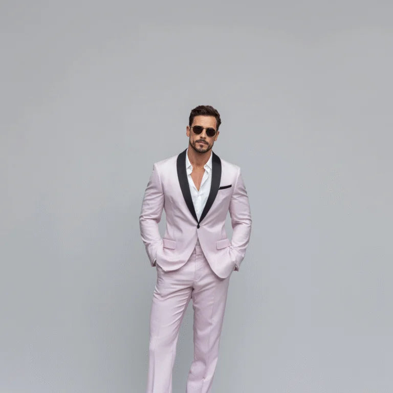 Skyline Soirée Blush Pink 2-Piece Tuxedo Suit For Men
