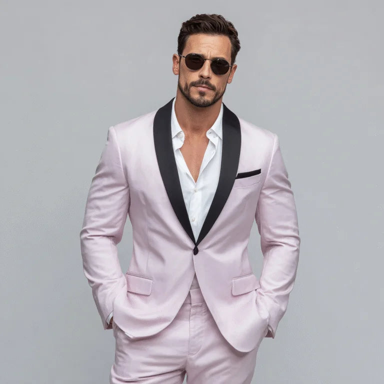 Skyline Soirée Blush Pink 2-Piece Tuxedo Suit For Men