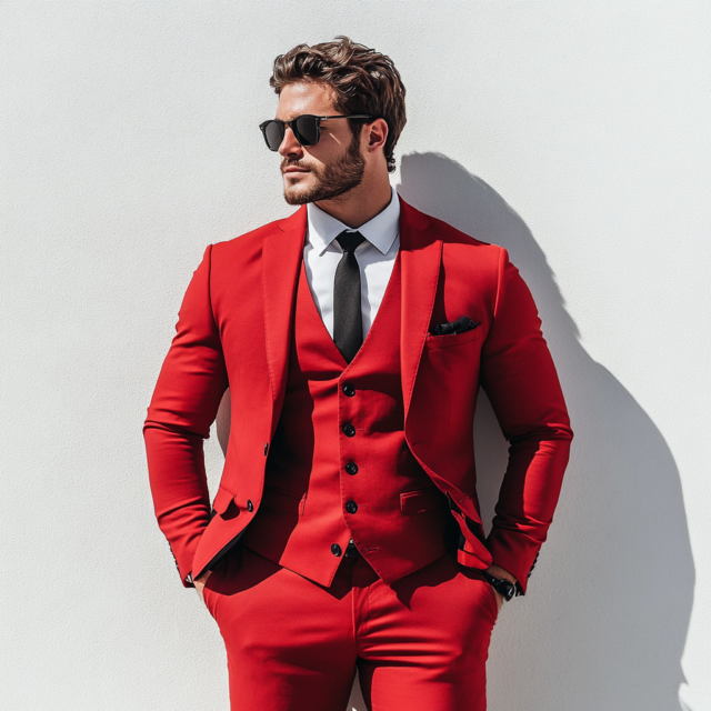 Red Men’s 3 piece suit for men