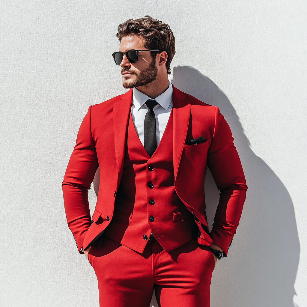 Red Men's 3 piece suit for men