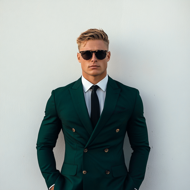 Emerald Green Double Breasted Men’s 2-Piece Suit For Men