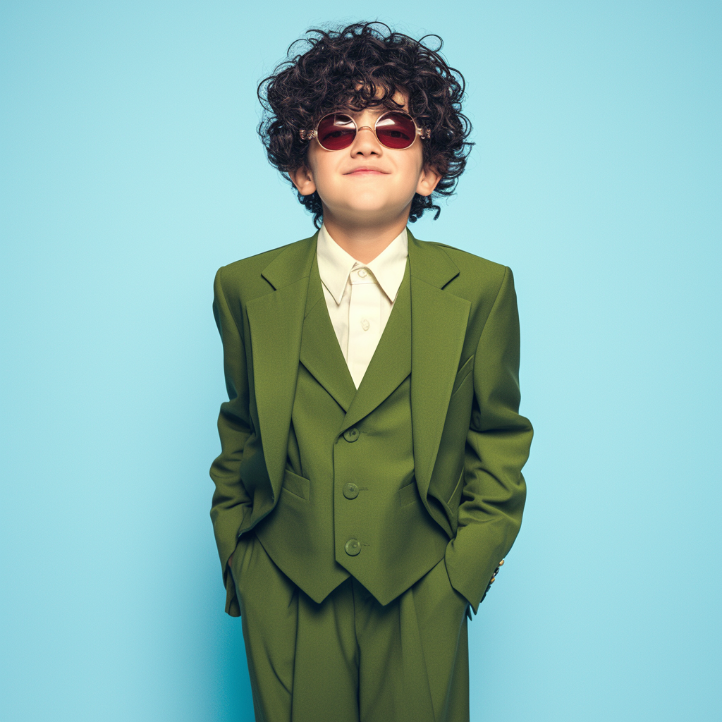 The Urban Little Gentlemen Muted Green 3-Piece Suit For Kids