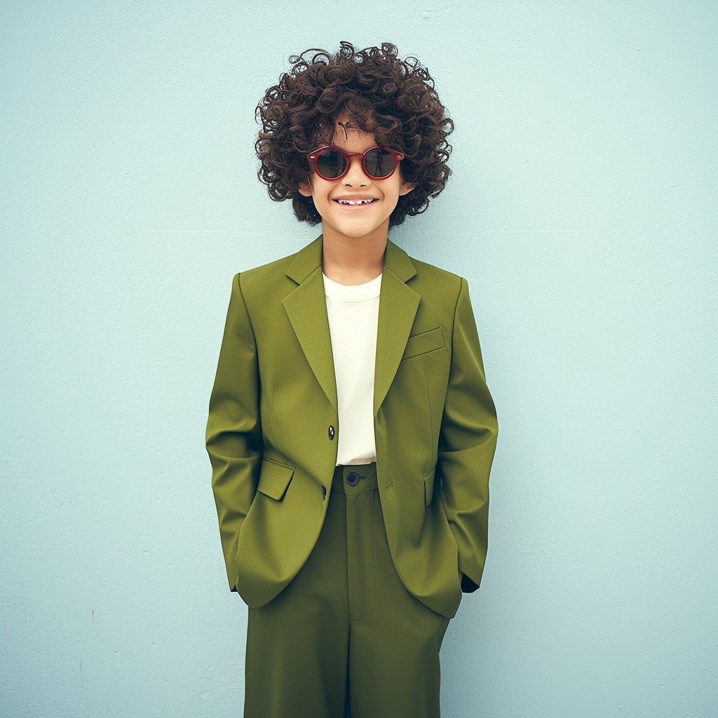 The Little Charmer Olive Green 2-Piece Suit For Kids