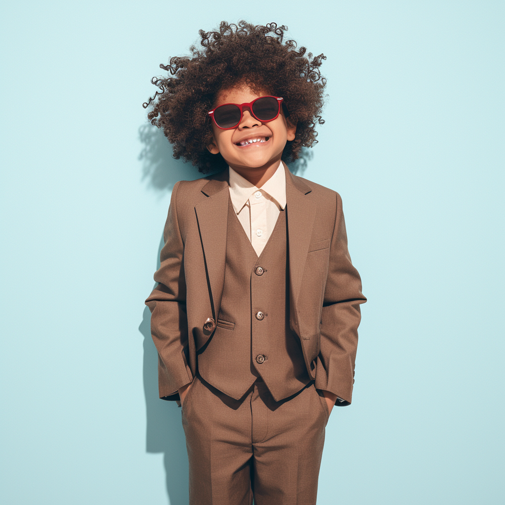 The Mini Boss Caramel Brown 3-Piece Suit For Kids