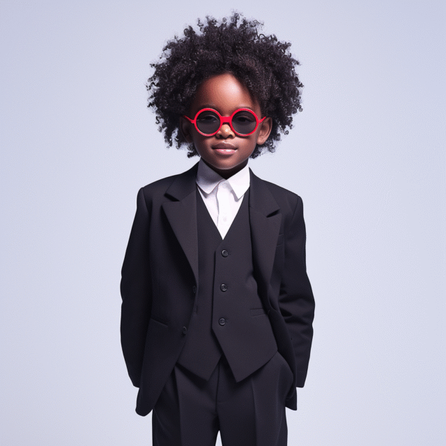 Little Luminary Look Black 3-Piece Suit For Kids