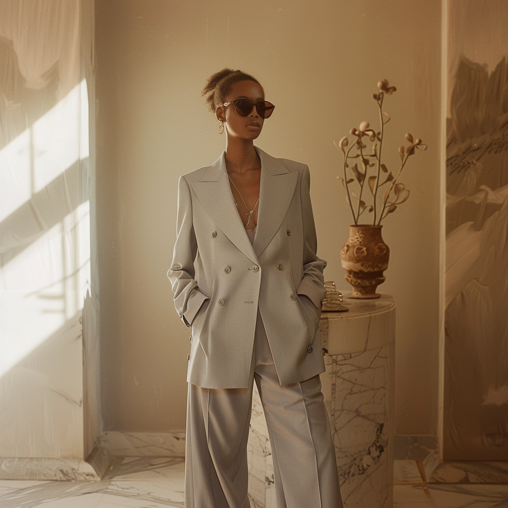Stone Grey Women’s 2-Piece Suit For Women