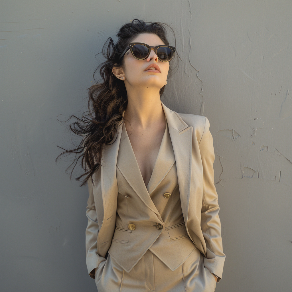 Luxury Formal Beige 3-Piece Suit For Women's
