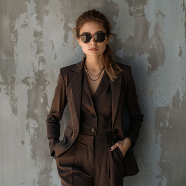 Brown 2-Piece Suit for Women – Custom Made Bespoke Wedding Suit, Tailored Wedding Attire