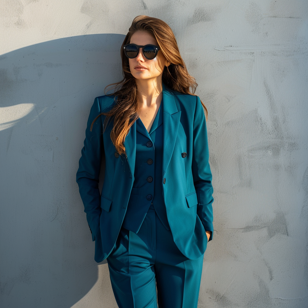 Timeless Elegant Teal 3-Piece Suit For Women